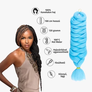 Afro szintetikus 100% kanekalon haj, 100 cm, 120 g, A31 tengerkék