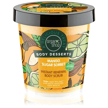 Organic Shop bőrmegújító cukros testradír Mango Sugar, 450 ml