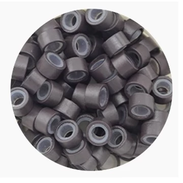 Szilikonos mikrogyűrű hajhosszabbításhoz 4,5 mm sötétbarna, 100 db