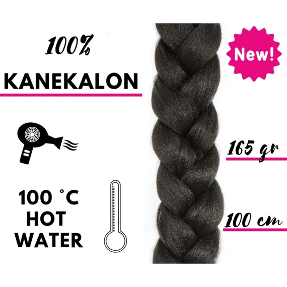 Afro szintetikus 100% kanekalon haj, 100 cm, 165 g, 1B