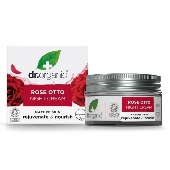 Dr Organic éjszakai arckrém bio damaszkuszi rózsával, 50 ml