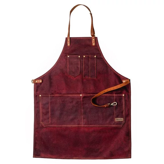 Dapper Dan Barber Apron Oxblood borbély munkakötény