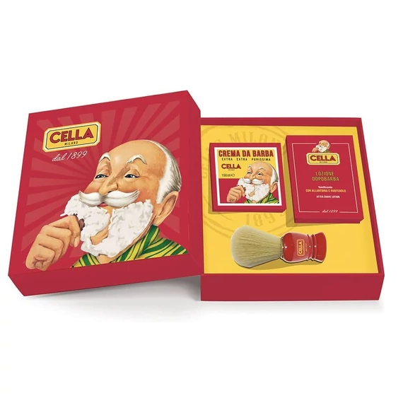 Cella Milano tradicionális borotválkozó szett, piros