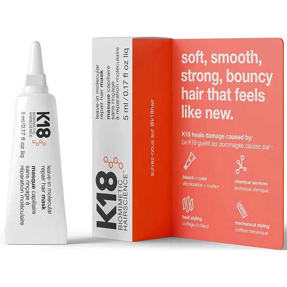 K18 Biomimetic Hairscience Leave-in Molecular Repair hajmegújító maszk, 5 ml