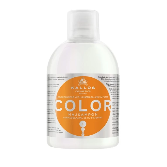 Kallos Color sampon lenmagolajjal és UV filterrel festett, töredezett hajra, 1 l