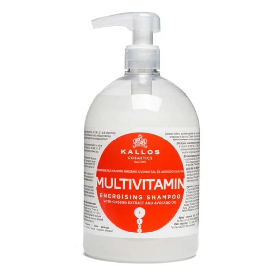 Kallos Multivitamin energizáló sampon ginzeng kivonattal és avokádó olajjal, 1 l