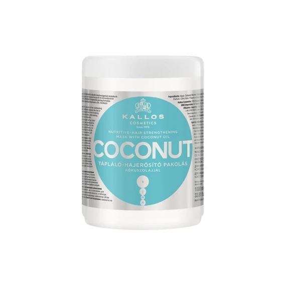 Kallos kókusz tápláló-hajerősítő pakolás kókuszolajjal, 1 l