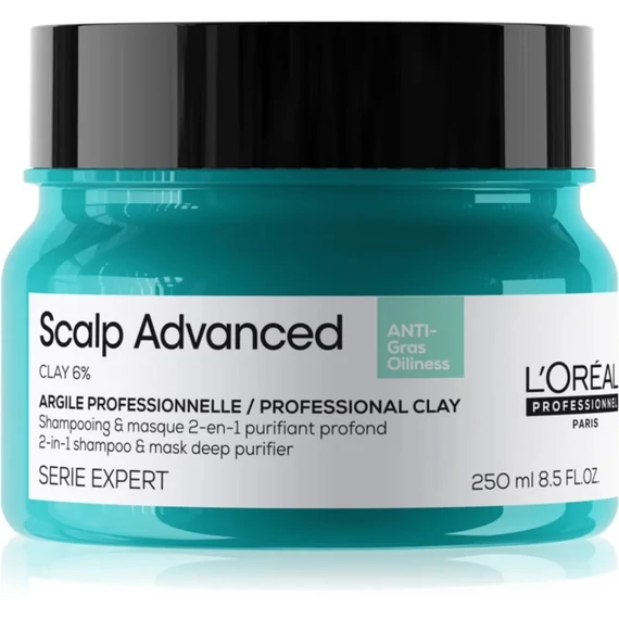 Loreal Scalp Advanced 2in1 mélytisztító sampon és pakolás zsíros hajra, 250 ml
