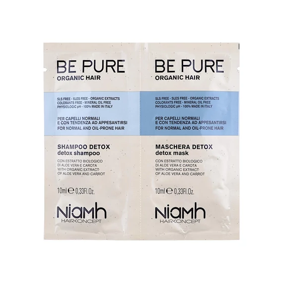 Niamh Be Pure Detox sampon + pakolás zsíros hajra, 2x10 ml