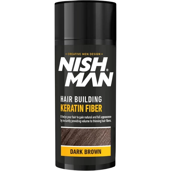 Nish Man Keratin Fiber hajdúsító és színező, sötétbarna, 20g