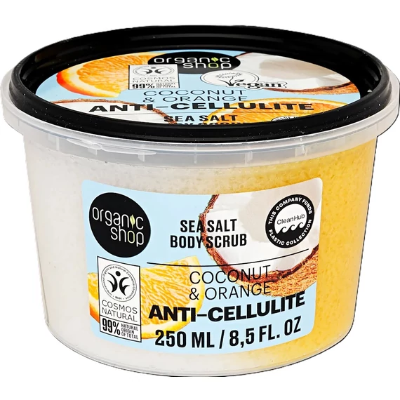 Organic Shop Anti-Cellulite tengeri sós testradír kókusszal és naranccsal, 250 ml