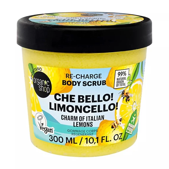 Organic Shop Che Bello! Limoncello! energetizáló testradír olasz citrommal, 300 ml