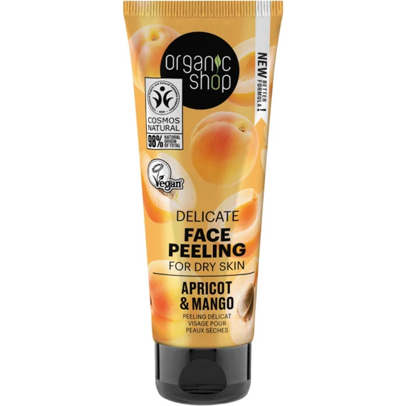 Organic Shop Delicate arcpeeling sárgabarackkal és tejsavval, 75 ml