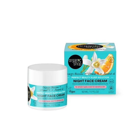 Organic Shop éjszakai arckrém narancsvirággal E-vitaminnal és mandulaolajjal, 50 ml