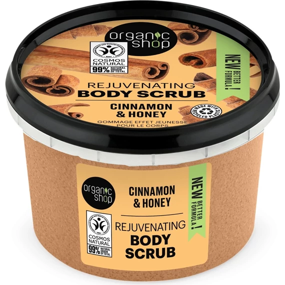 Organic Shop karácsonyi sütis testradír gyömbérrel és fahéjjal, 250 ml