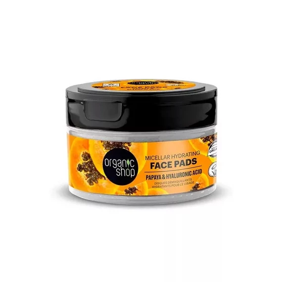 Organic Shop micellás hidratáló arctisztító korongok papayával és hialuronsavval, 20db