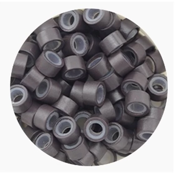 Szilikonos mikrogyűrű hajhosszabbításhoz 5 mm sötétbarna, 200 db